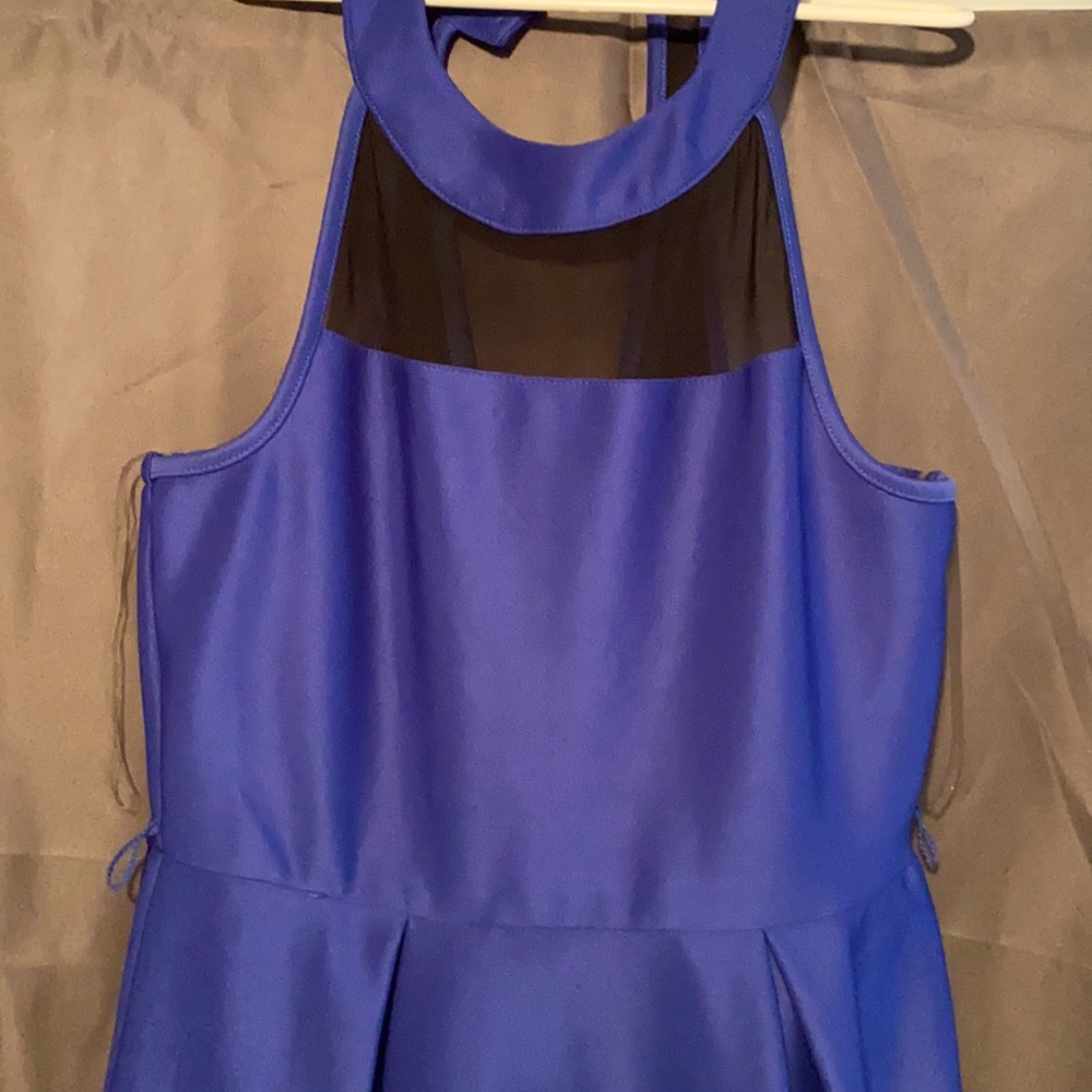 Blue dress with velvet floral design size kids 16